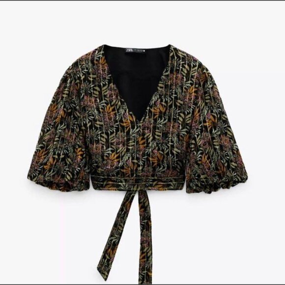 ZARA FLORAL PRINTED TOP Size L NEW WITH TAG! - Picture 1 of 4